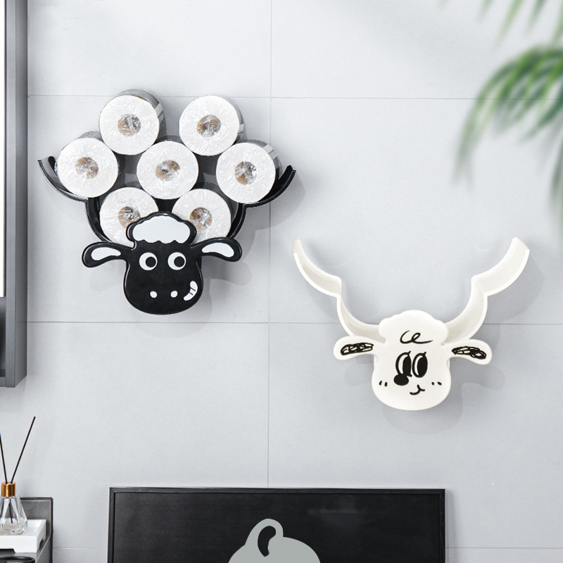New Design Wall Mounted Sheep Tissue Holder No Punching Tissue Rack