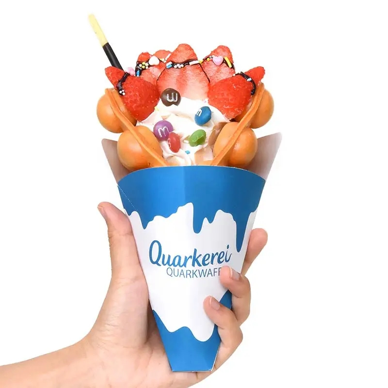 Custom Disposable Ice Cream French Fries Holder Printed Kraft Paper Bowls