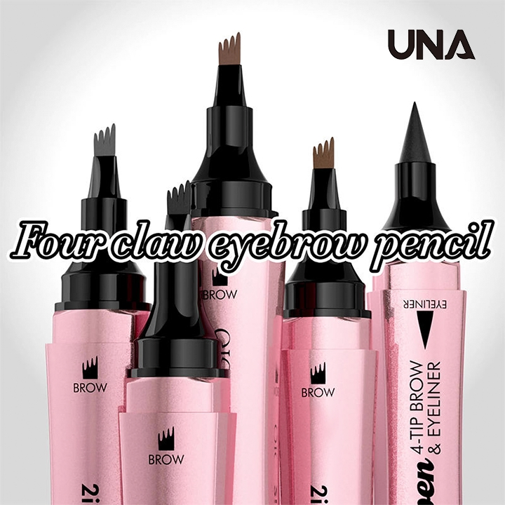Hot Selling 2 in 1 Pink Four-Prong Eyebrow Pencil Liquid Eyeliner Waterproof Natural for Women