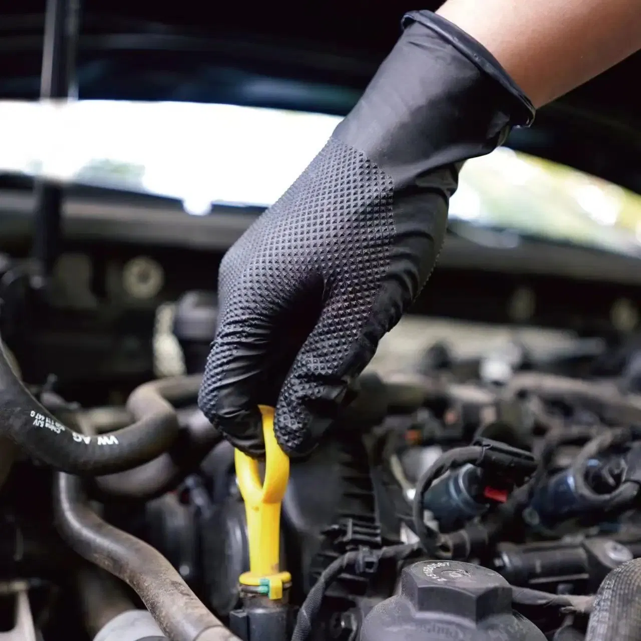 Diamond Textured Nitrile Glove Disposable Safety Gloves Green Color Nitrile Gloves