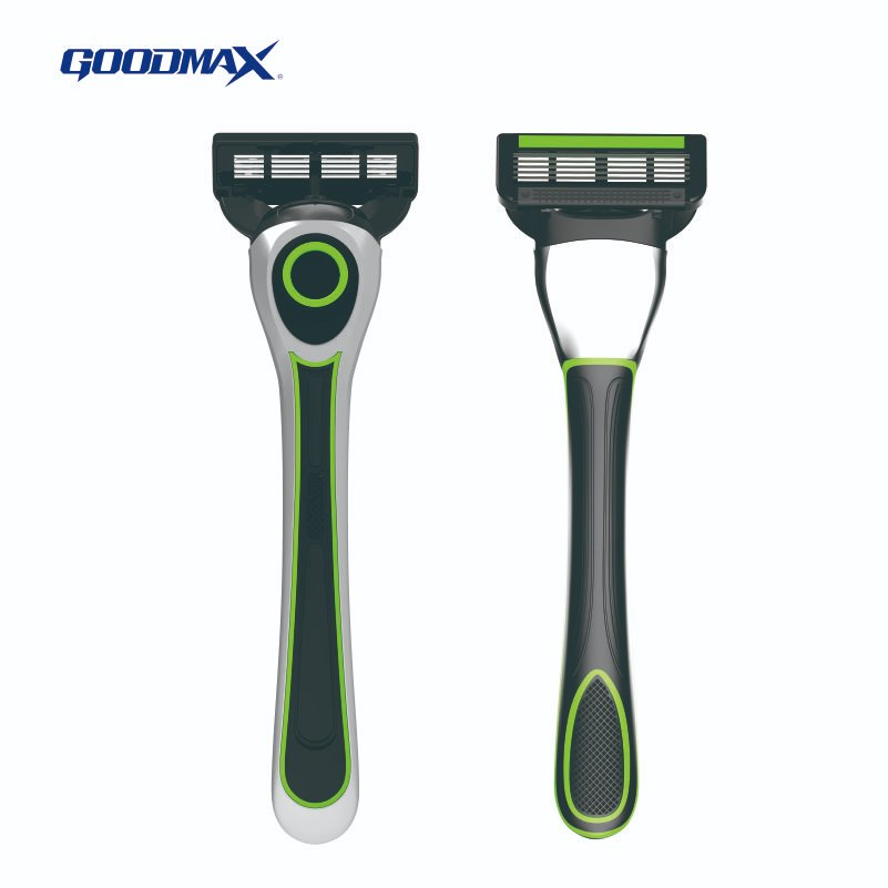 6 Blade Changeable Head Razor Open Back Design Metal Handle