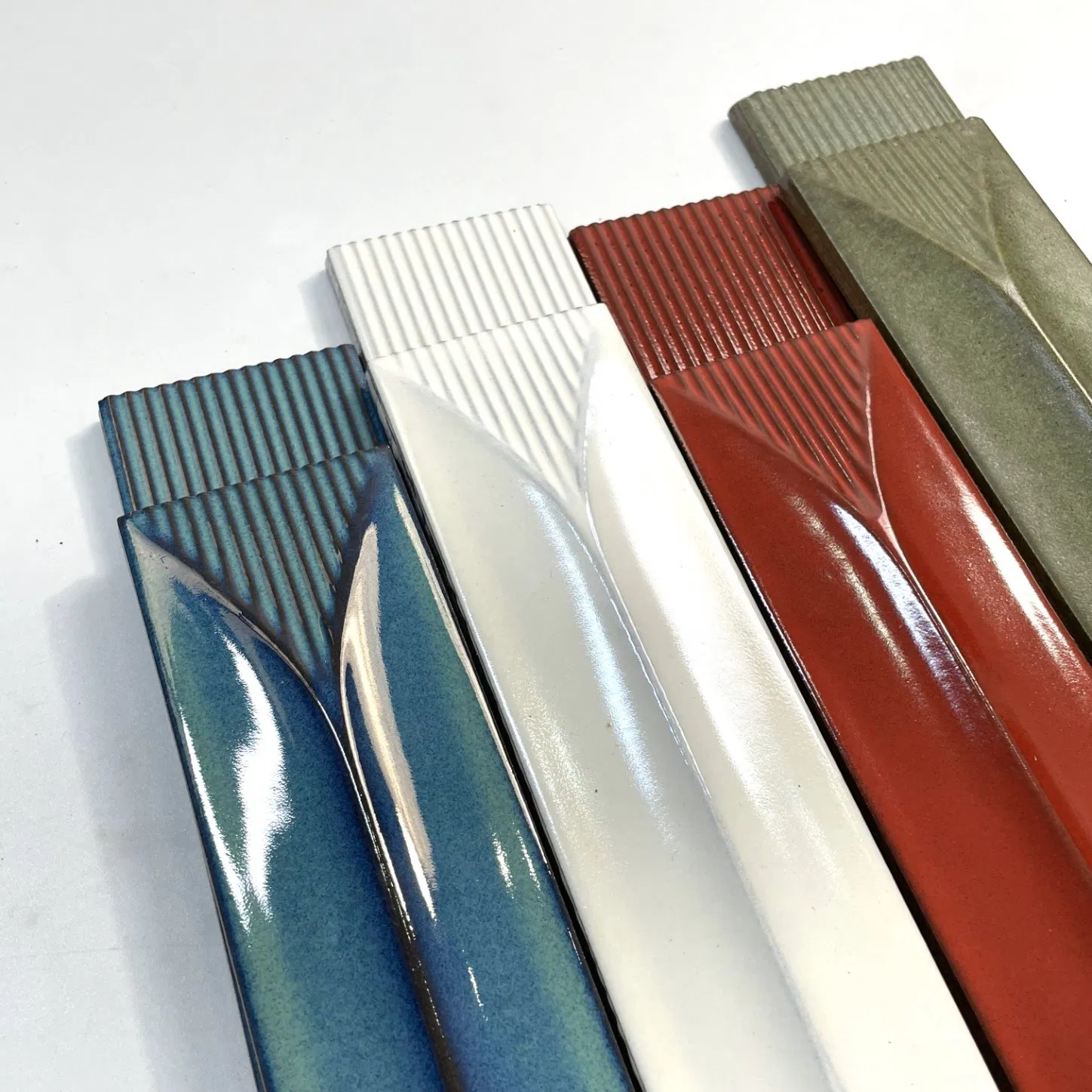 High Quality 3D Luxury Glazed Red Glossy Surface Ceramic Subway Tile for Wall Decoration Villa Hotel Project