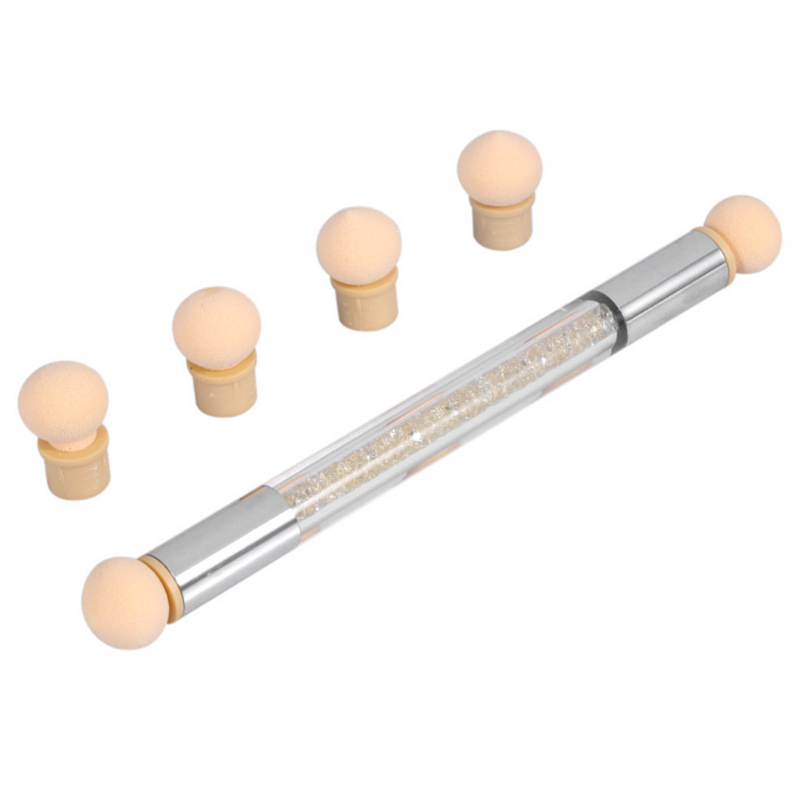 OEM 2-Head Nail Art Sponge Gradient Dotting Brush with 4-Sponge Head