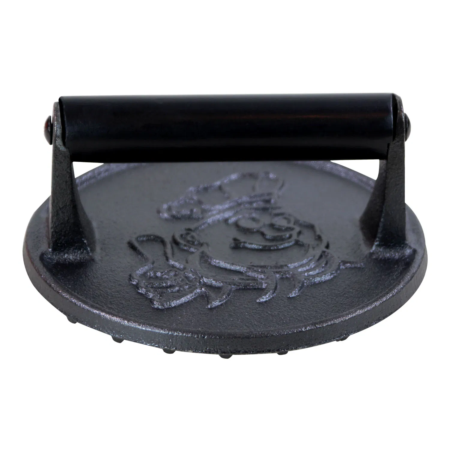 15cm 6 Inch Durable Black Cast Iron Smash Burger Press with Wood Handle Non-Stick Round Outdoor Meat Food Press for Bacon and Grill Maker