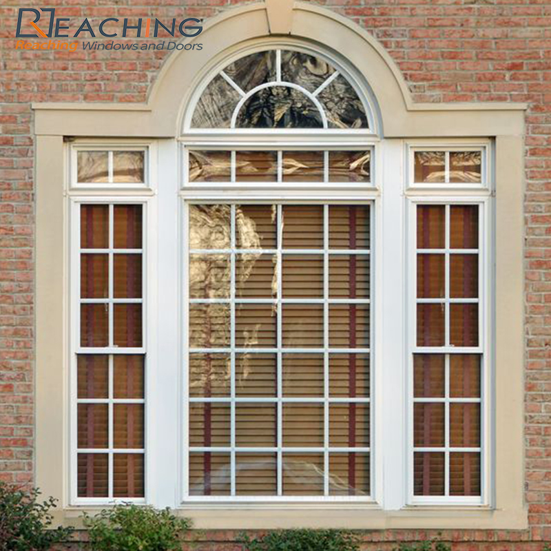 French Arched Shape Exterior Double Glass Aluminum Window with Clear/Frosted Glass