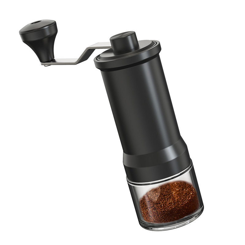 Manual Coffee Grinder Capacity 25g, Adjustable Settings of Coarseness, Portable Ceramic Conical Burr Grinder Coffee Grinder with Crank--Black