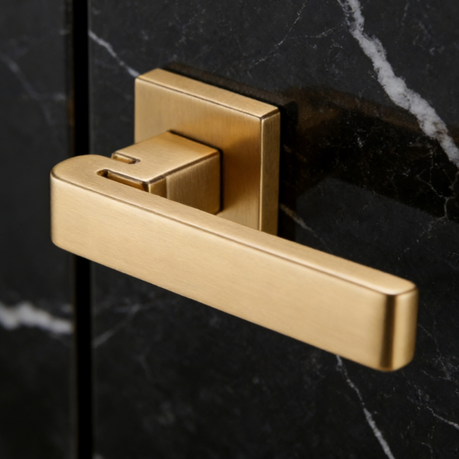 A6-297 Vaisite Brand New Minimalist Modern Zinc Alloy Exterior Door Lever Handle on Rosette