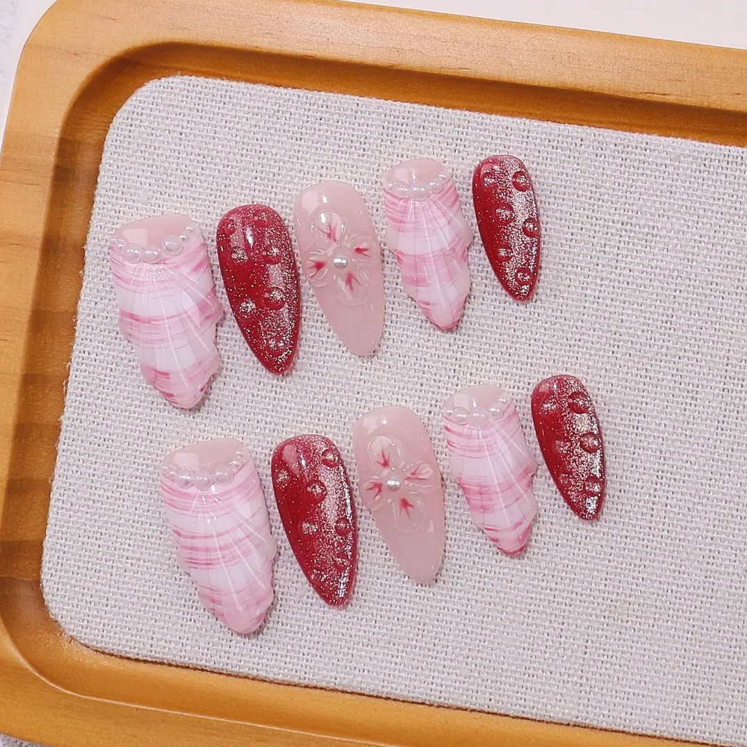 OEM Adhesive False Nail Set Handmade Press-on Nails Solid Gel