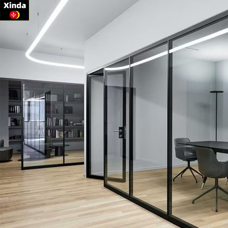 Modular Aluminum Partition Wall System with Built-in Doors for Office