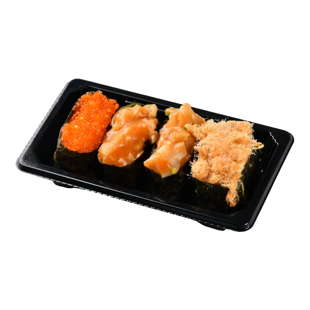 Classic Black Disposable Plastic Takeaway Sushi Verpackung Box