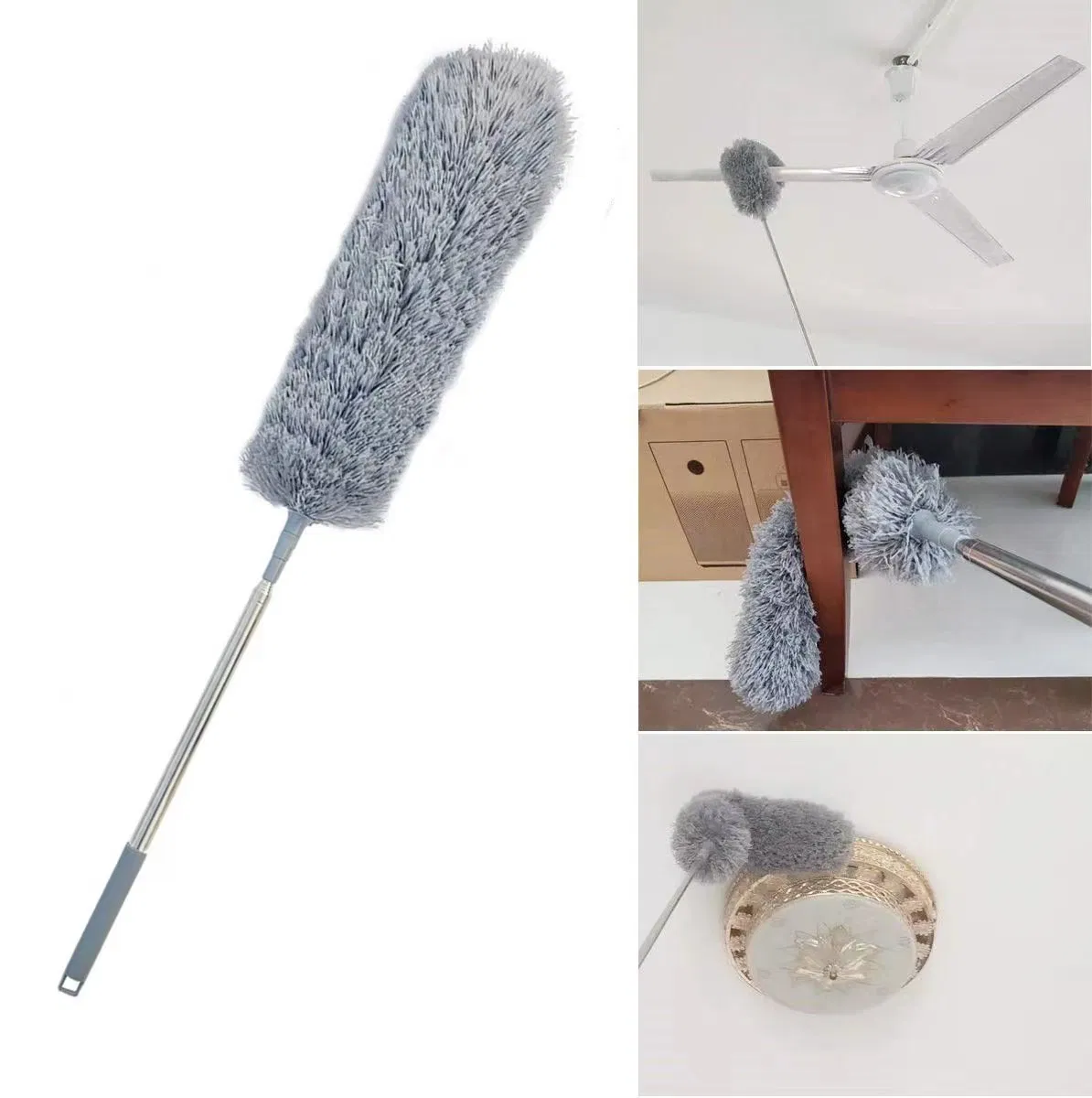 Microfiber Feather Duster with Extension Pole for Cleaning with Microfiber Duster Head Washable Bendable Ceiling Fan Duster for High Ceiling Cleaning Tool