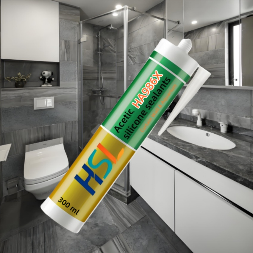 Waterproof Sealant Acetic Clear Silicone Adhesive for Windows and Doors, Kitchen, Bathroom, Large Glass,