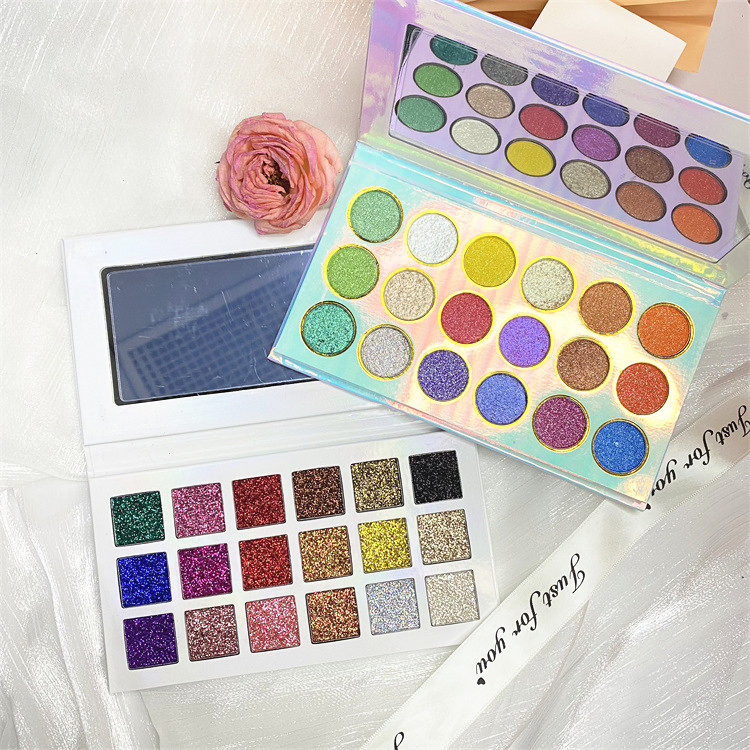 18 Colors Glitter Eye Shadow Compact Eye Catching Makeup Customized Exquisite High Quqlity Eyeshadow Palette