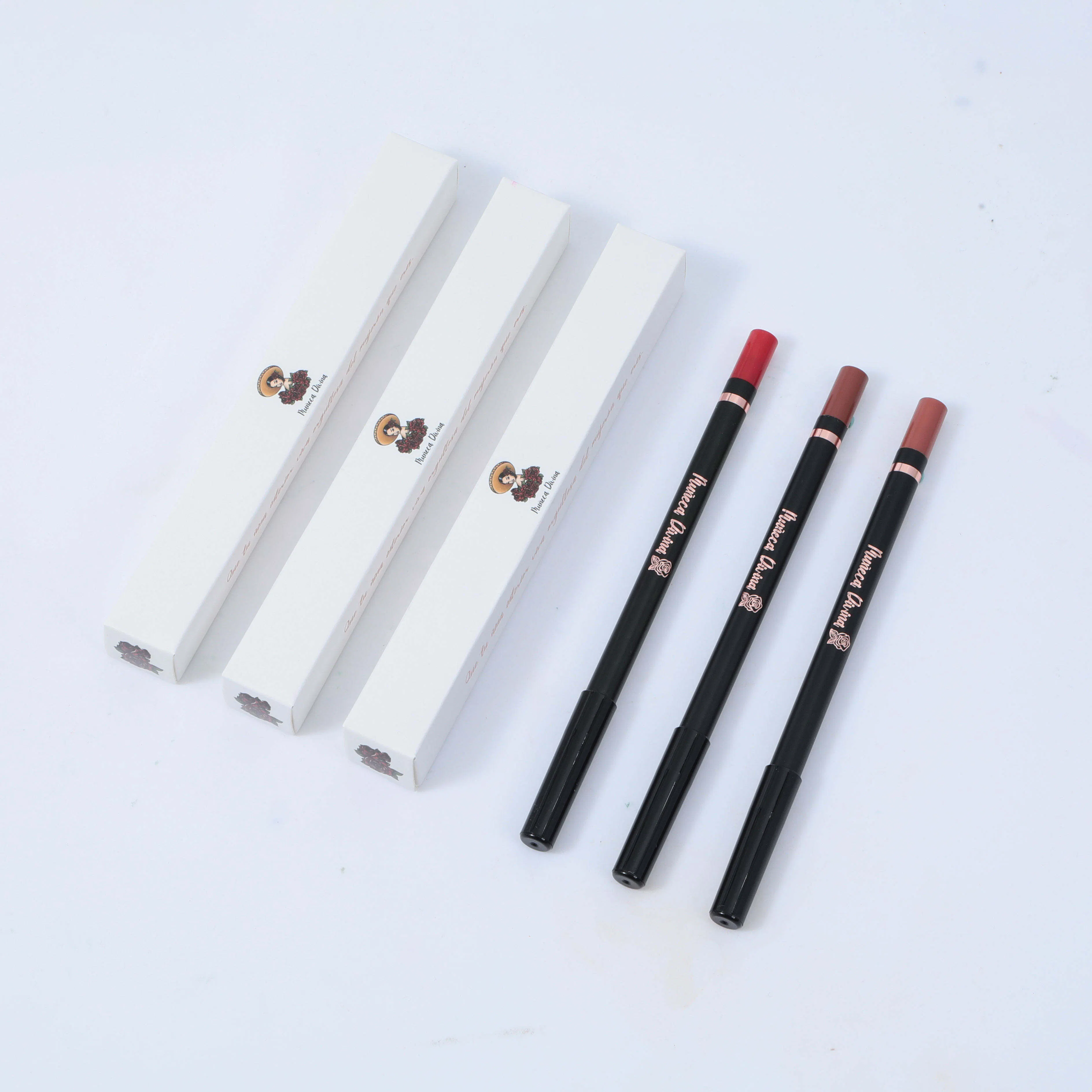 Private Label Vegan Creamy Lip Liner Pencil High Pigment Matte Lipstick for Makeup Brown Lipliner