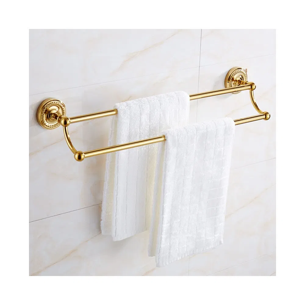 Luxury Hotel Wall Mount Gold Bath Hardware Bathroom Accessories Set Towel Shelf