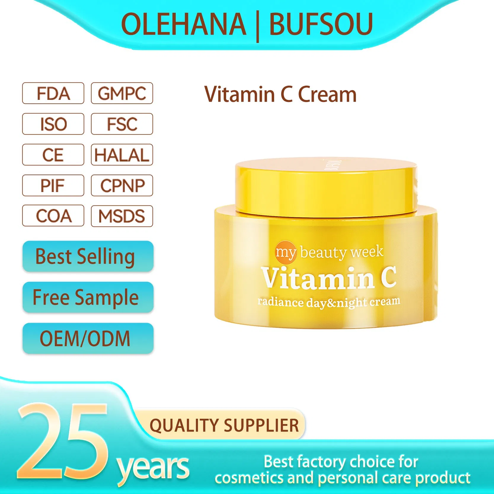 New Arrival Private Label Natural Vitamin C Whitening Anti Aging Wrinkle Acne Dark Spot Remover Brightening Face Cream