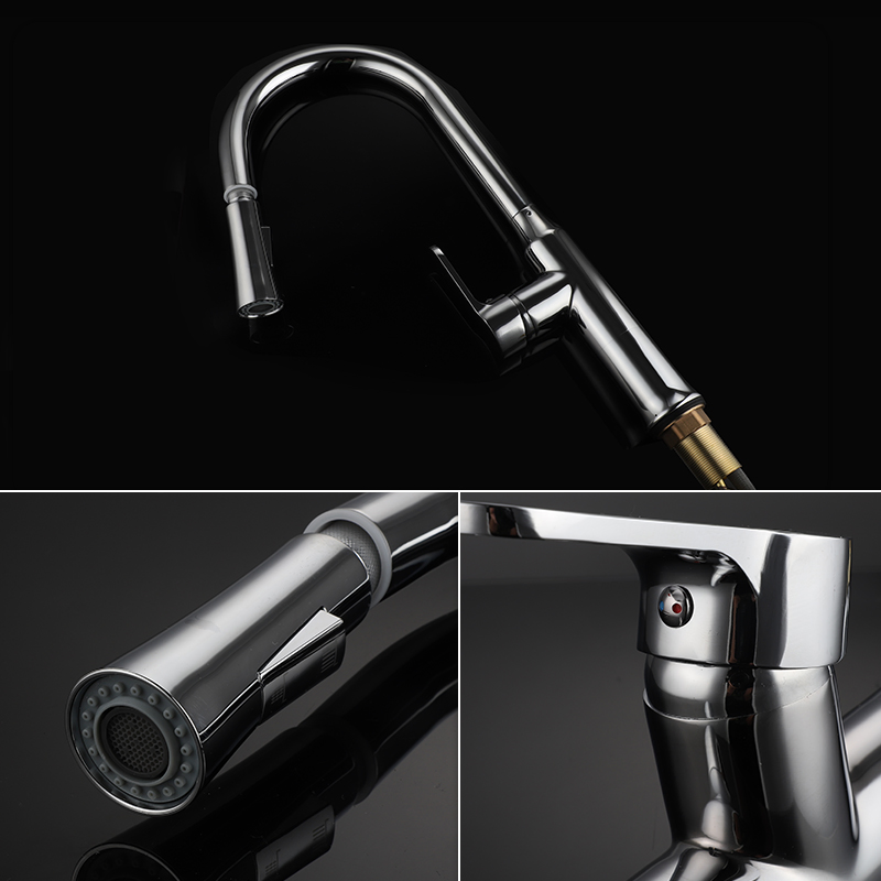 Tiema Single Lever Hot Cold Water Pull out Kitchen Faucet
