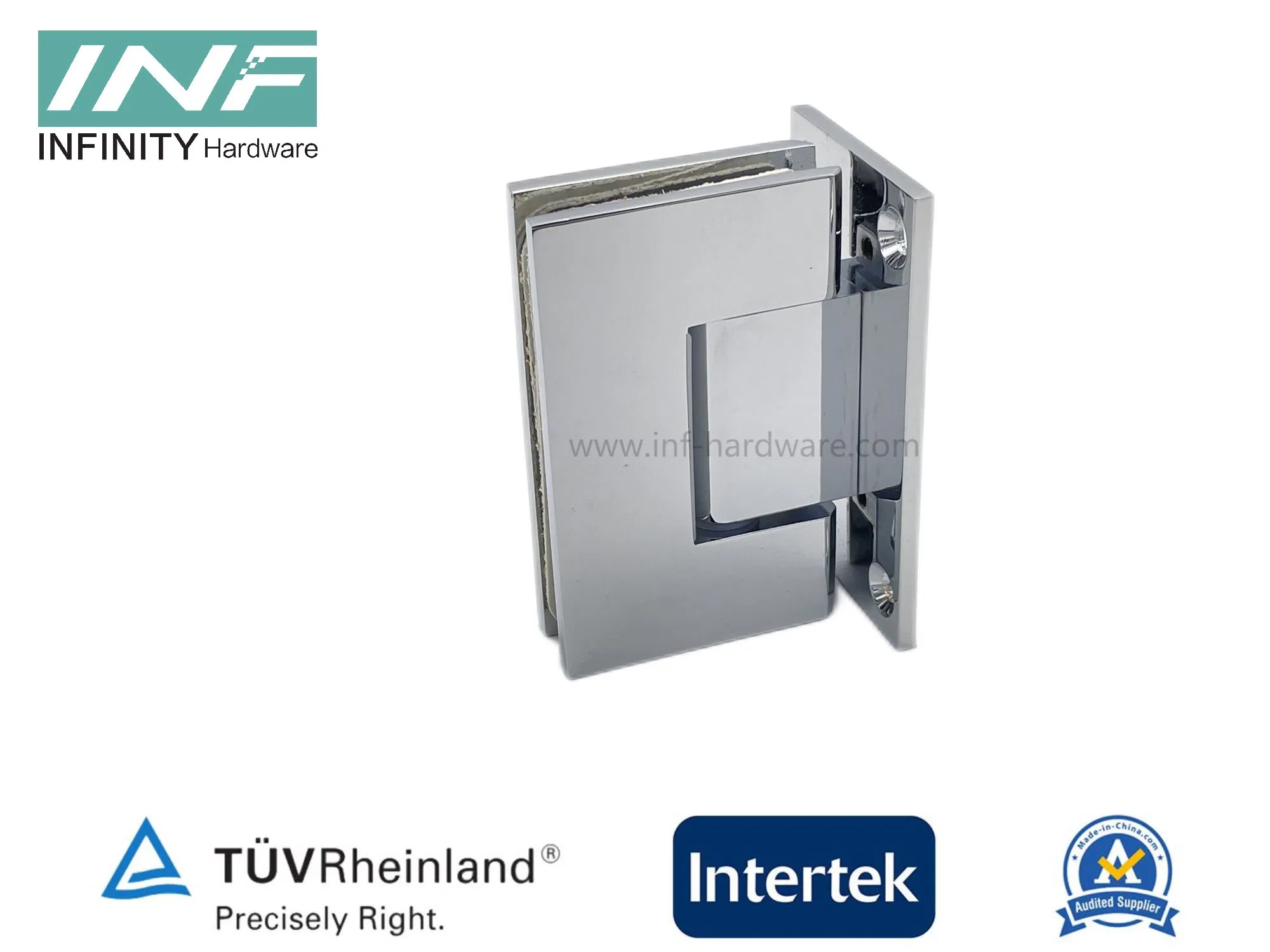 Glass to Wall Full Plate Square Shower Hinge Double Side Glass Clamp