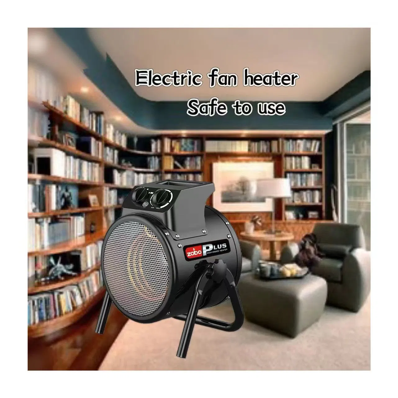 Black Color Power Saving Mini Adjustable Thermostat House Small Electric Fan Heater