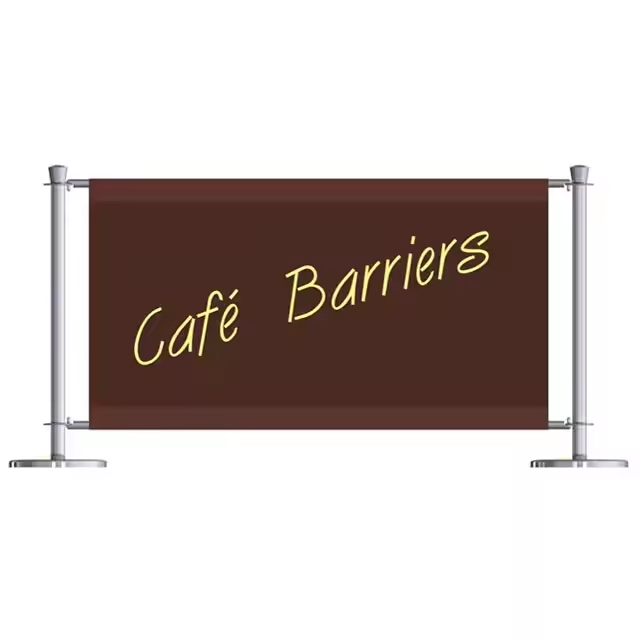 Custom Made 1.4meter Stainless Steel Double Sided Coffee Shop Outdoor Cafe Banner Barrier for Bar Advertising Post in Printing