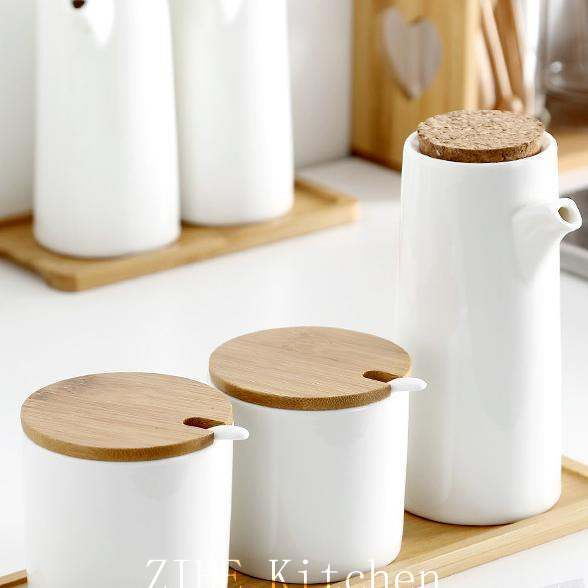 Household Ceramic Oil Pot Seasoning Bottle Set
