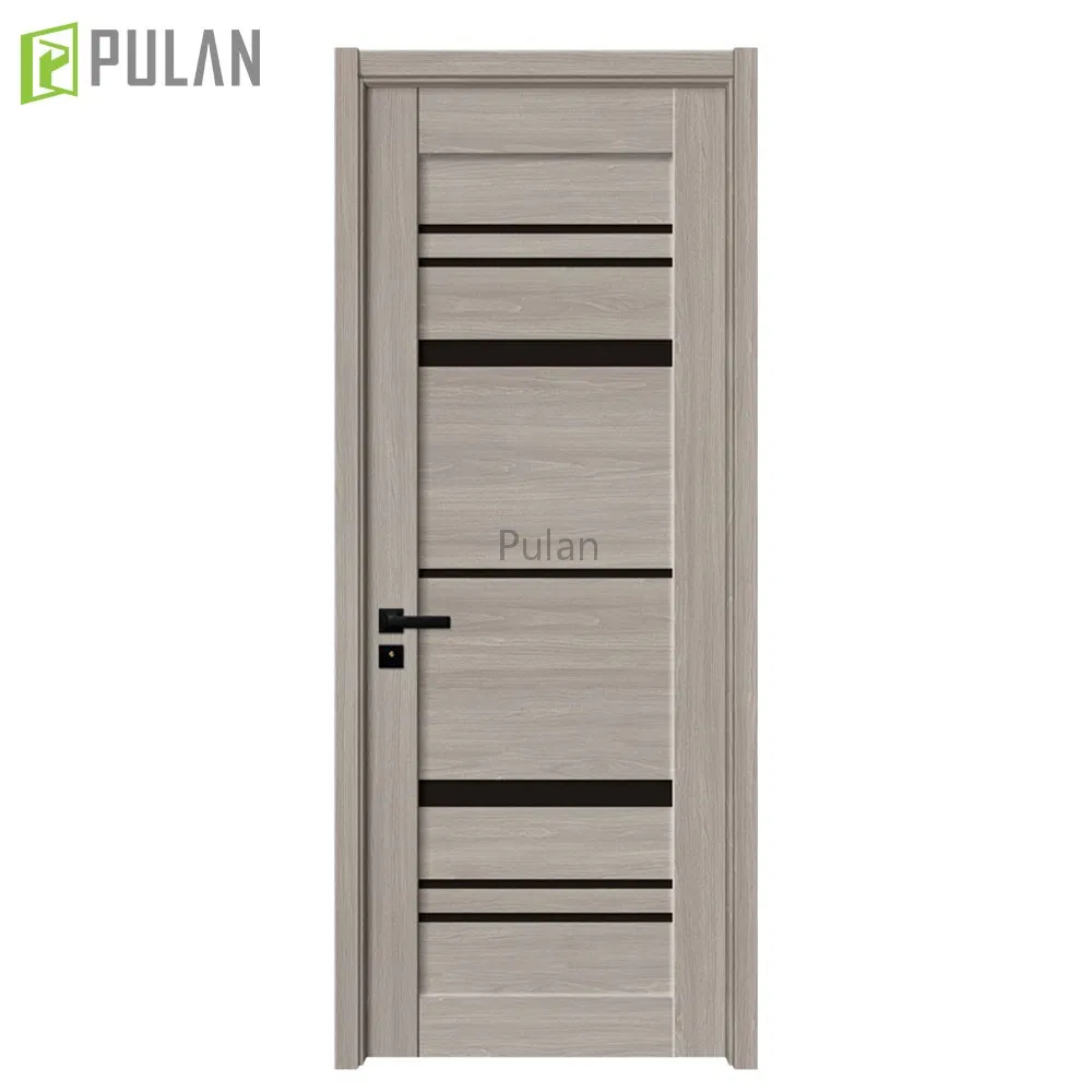 Indoor MDF Skin with PVC / Wood Veneer Hollow Particle Board Core Latest Design Bedroom Quiet Wooden Flush Door with Glass