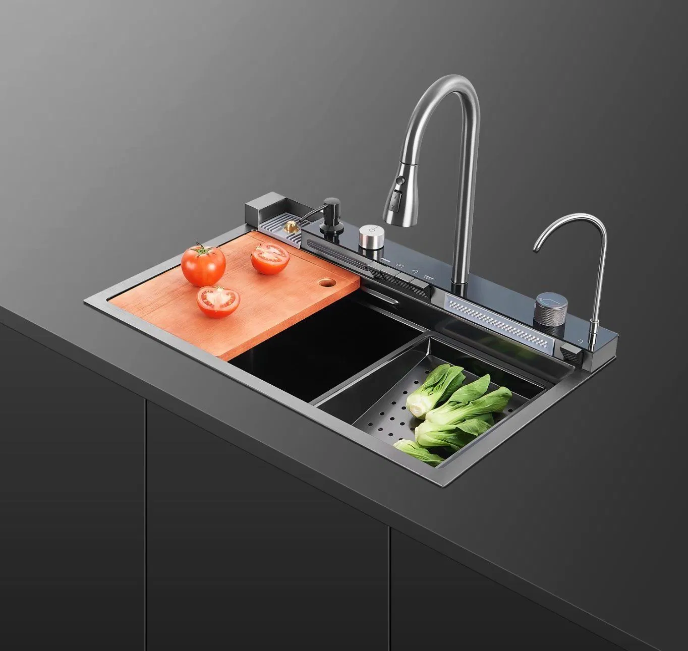 High Quality 201/304 Smart Stainless Steel Kitchen Sink with Touch Control and LED Display in Modern Kitchens