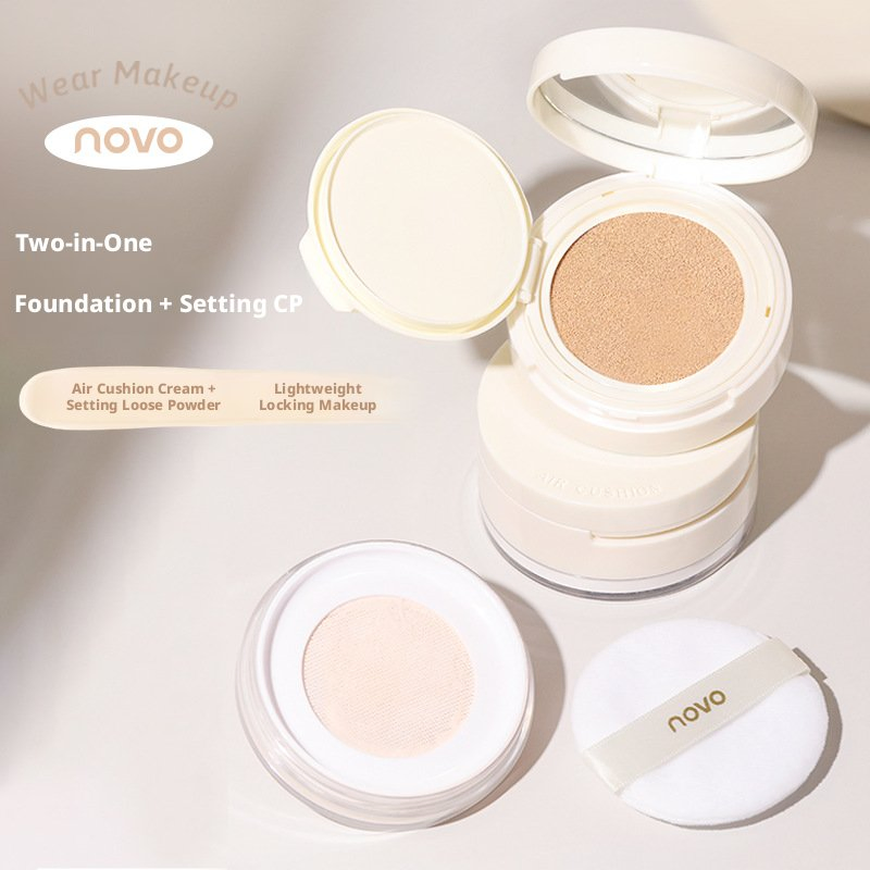 Customizable Dual Layer Air Cushion Setting Powder 2 in 1 Oil Control Flawless Face Foundation