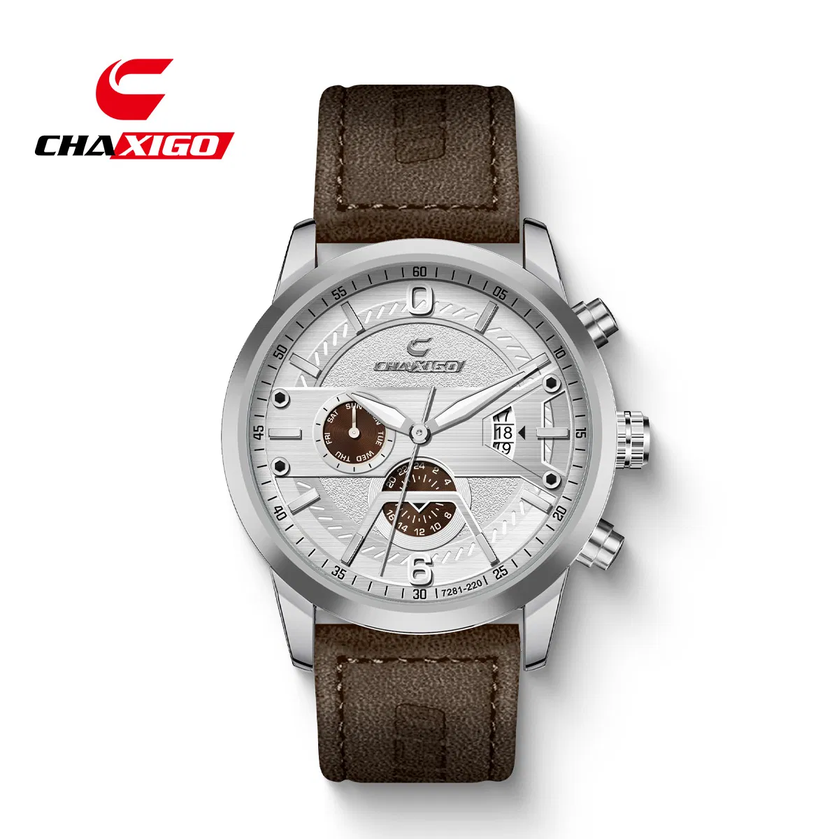 Chaxigo Swiss Brand New Men's Leather Strap Multifunctional Quartz Watch Exquisite Craftsmanship