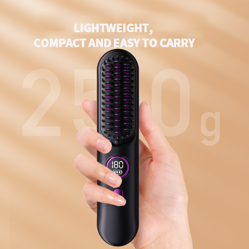 Negative Ion Cordless Portable Hair Straightening Straightener Brush Comb