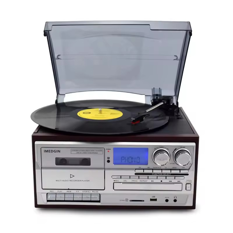 Винтажный граммофон-проигрыватель с Bluetooth, CD и кассетой