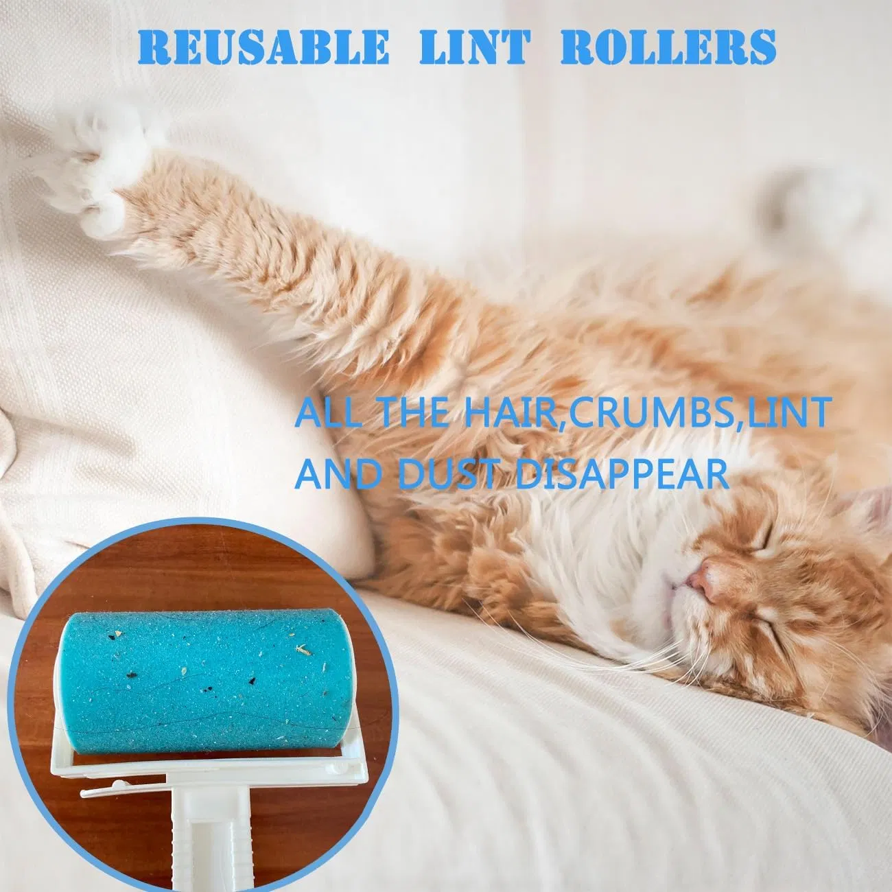 Washable Lint Roller Reusable Sticky Mop Lint Roller Floor Remove Dog Cat Hair Extra Sticky Portable Lint Roller