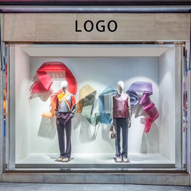 Retail Store Display Clothing Shop Decoration Colorful Ribbon Autumn Window Display Props