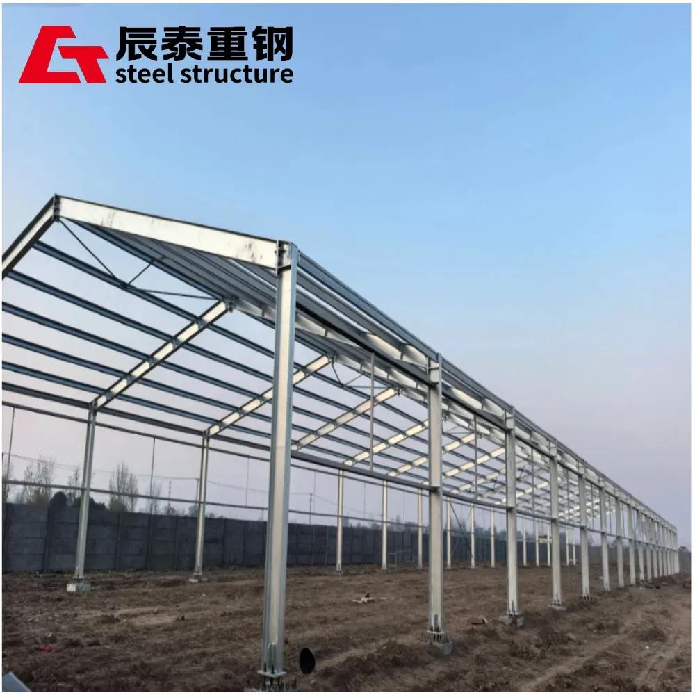 Factory Prefabricated High-Efficiency Installation of Large-Span Galvanized H-Shaped Steel Structure Metal Frame Farm Buildings.