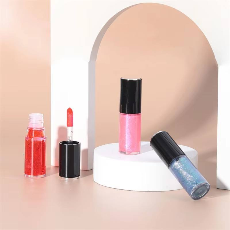 Private Label Custom Black Lid Design Female Cute Moisturizing Transparent Lip Glaze Lip Gloss