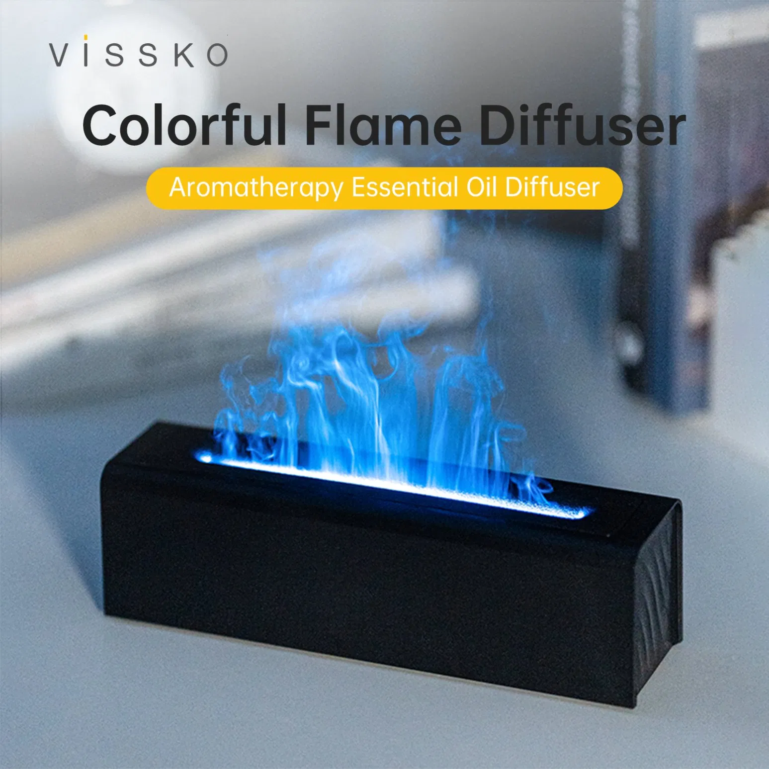 Gift Custom Silent Essential Oil Humidifier Seven Color Simulation Flame Aromatreatment Diffuser
