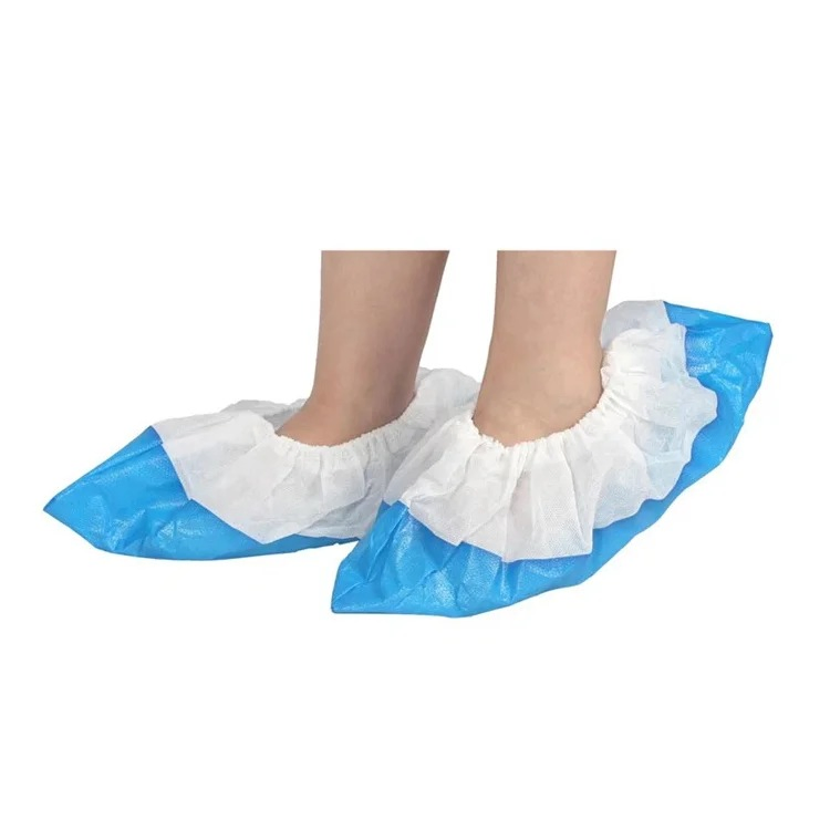 Skid Resistance Disposable Medical Use PP Shoe Cover with Stripes at Sole for Hospital