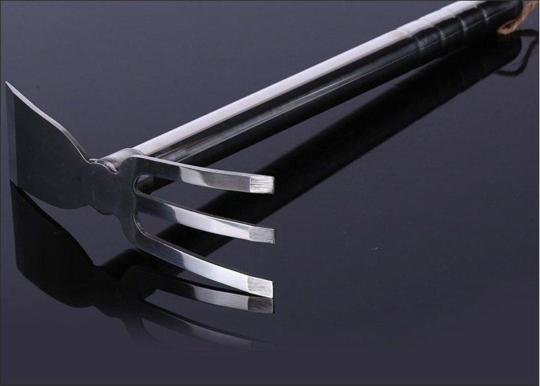 Premium Stainless Steel Dual-Head Garden Hoe and Rake Tool
