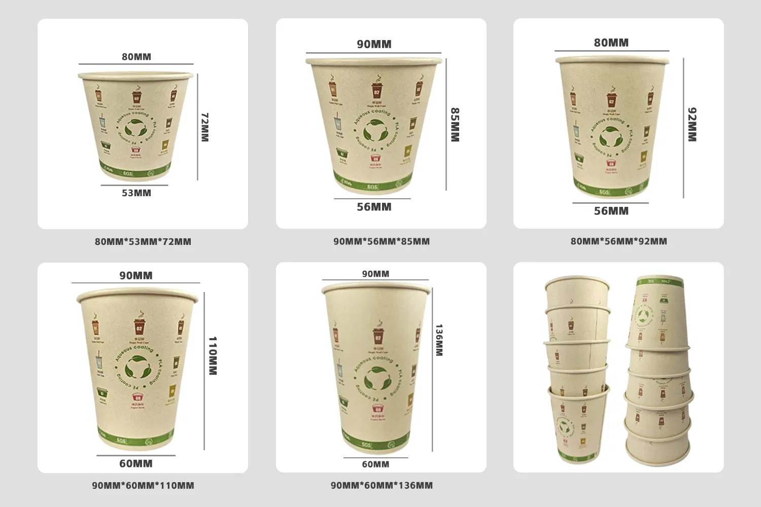 Compostable Biodegradable Bamboo Pulp Paper Coffee Cup Custom Printed Eco-Friendly Disposable Paper Cups with PLA Lined