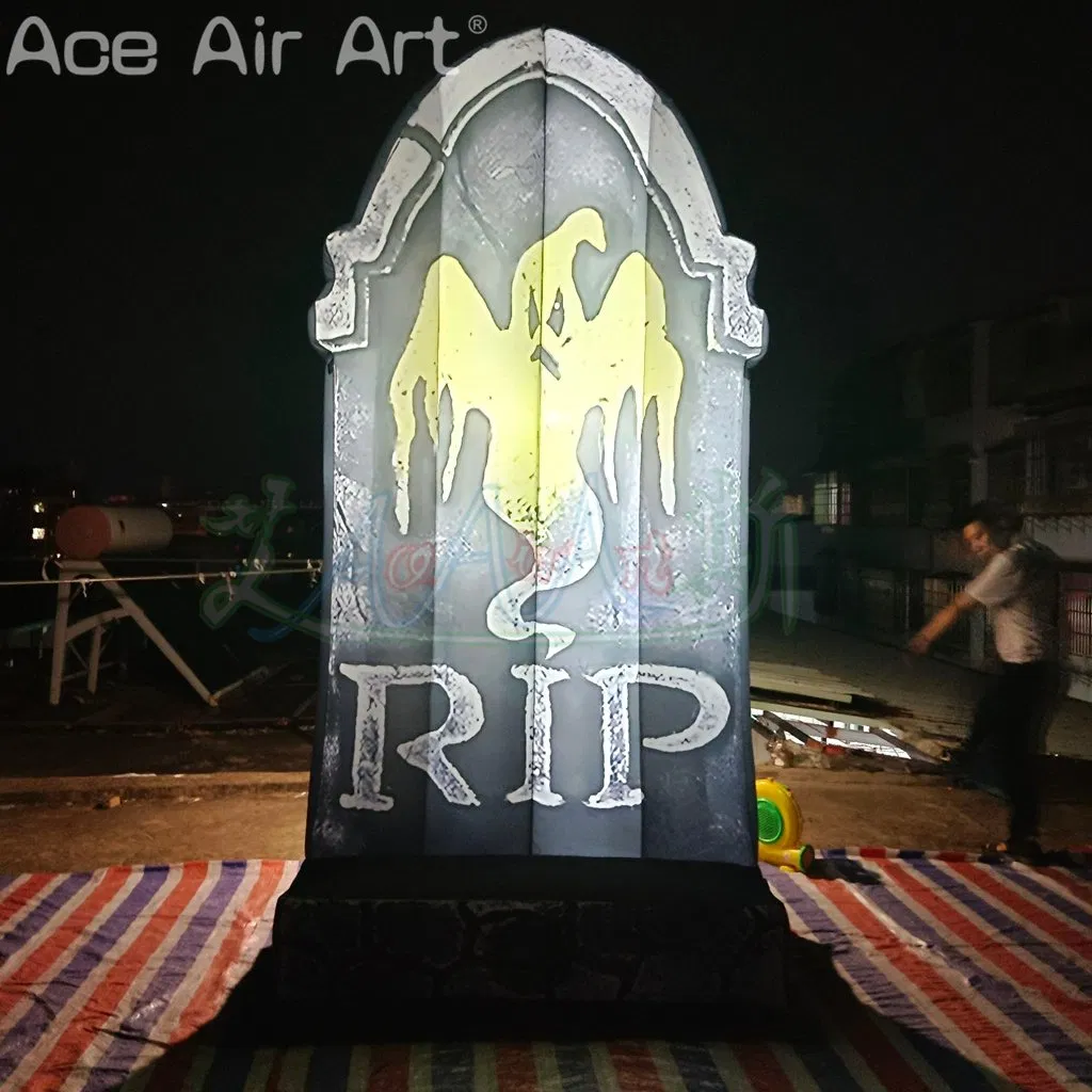 3mh Outdoor Party Event Inflatable Halloween Yard Decoration LED Lights Inflatable Halloween Tombstone Model