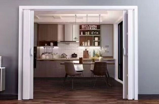 Small Folding Door Movable House Door Occupying Small Space Aluminium Alloy White Interior Folding Door Factory