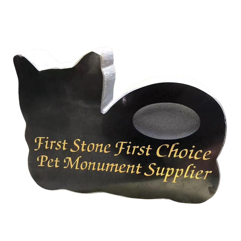 Various Design Cemetery Custom Black Granite Pet Memorial Stone Pet Headstones