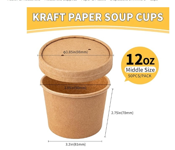 Paper Dessert Cups, Ice Cream Bowls Meal Bowl Chocolate Bowl, Noodles Bowl, Dessert Cup for Cold/Hot Food Bowl