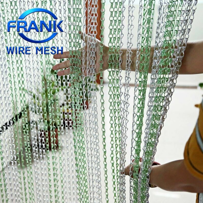 Hot Selling Decorative Double Hook Aluminum Chain Link Fly Screen Door Curtain