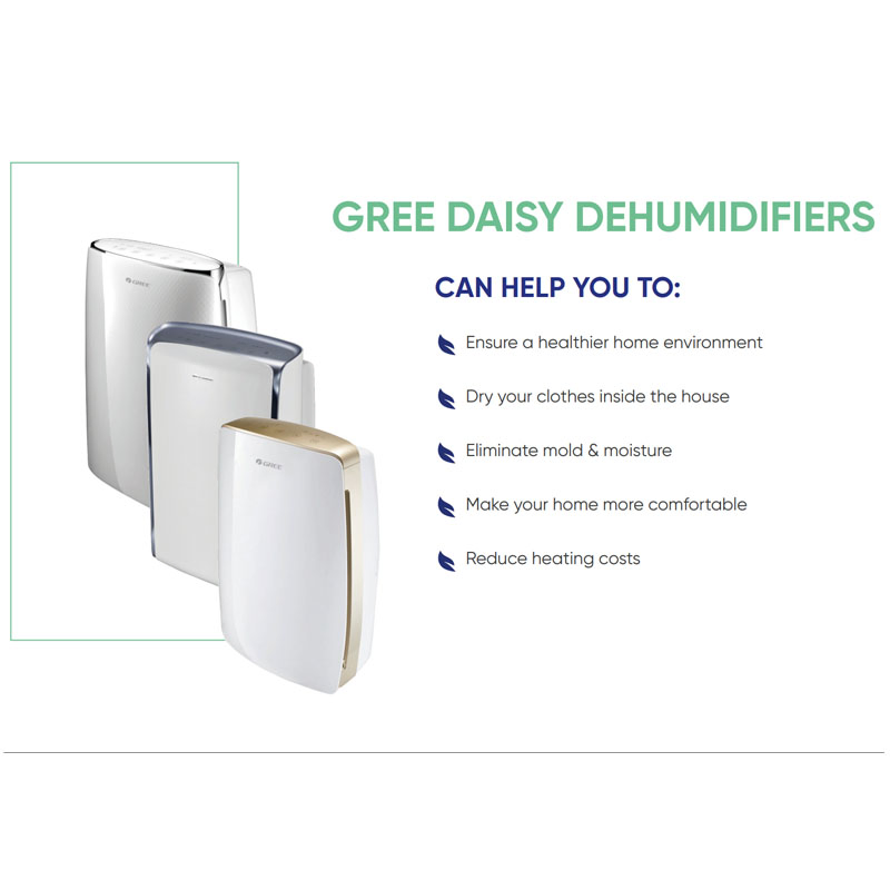 Energy Efficient Gree Daisy Series Portable Dehumidifier for Household Office Use