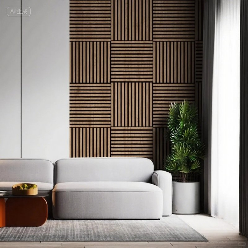 Classic Beige MDF Acoustic Wall Panels, Soundproofing Wood Paneling for Interiors