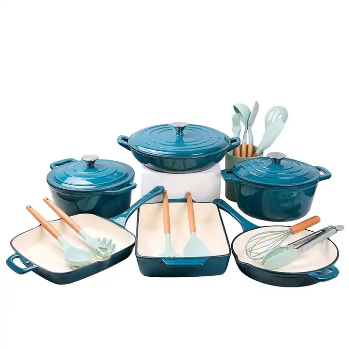 Factory Price Home Kitchen Cooking Enamel Cast Iron Non Stick Pots Cookware Set