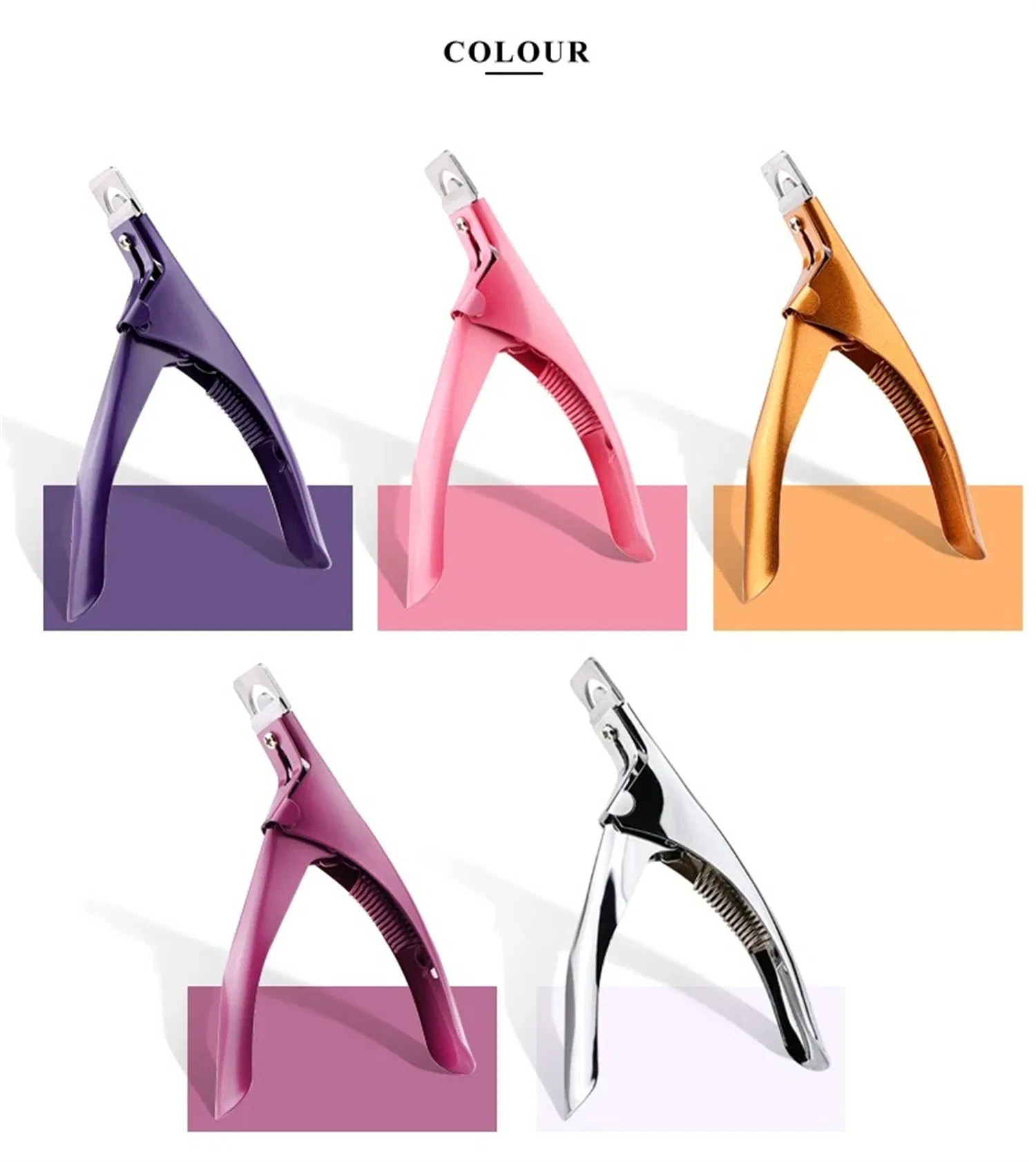 Professional Nail Art Clipper Special Type U Word False Tips Edge Cutters Manicure Colorful Stainless Steel Nail Art Tools