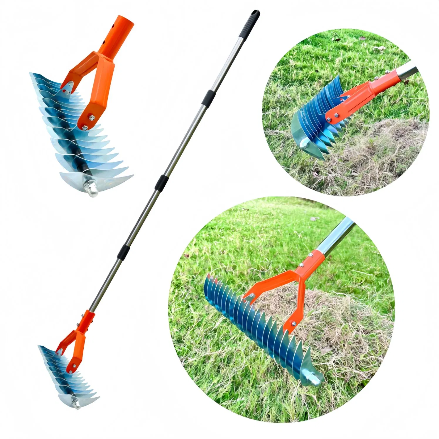 Garden Lawn Thatching Rake with Steel Tines for Dead Grass Removal