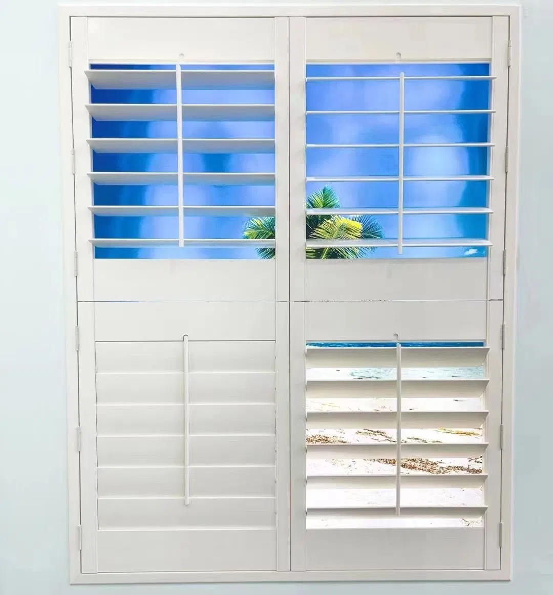 White Horizontal Louver Plantation Shutters